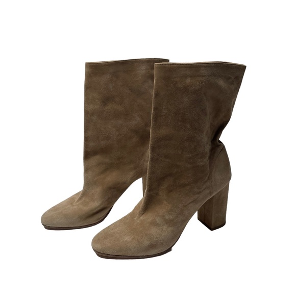 Aquazzura | Boogie Slouchy Scrunch Suede Bootie in Tan 37 - Picture 13 of 13